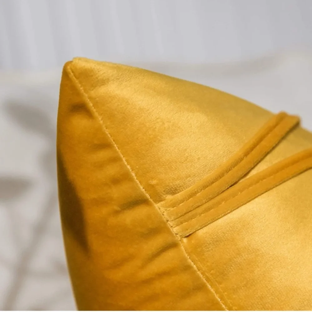 Luxury Home | Chic Modern Mustard Yellow Soft Velvet Striped Throw Pillow Covers